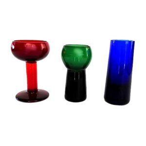 1970s Colored Glass Bar-ware Decor